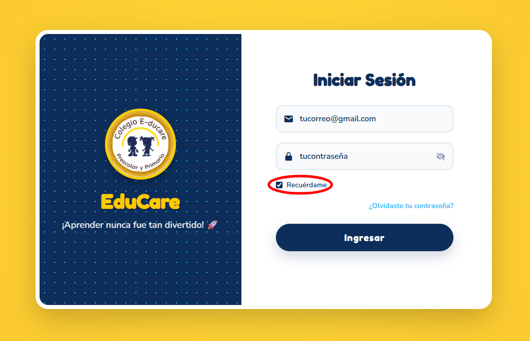 Paso 2: Login y Recuérdame